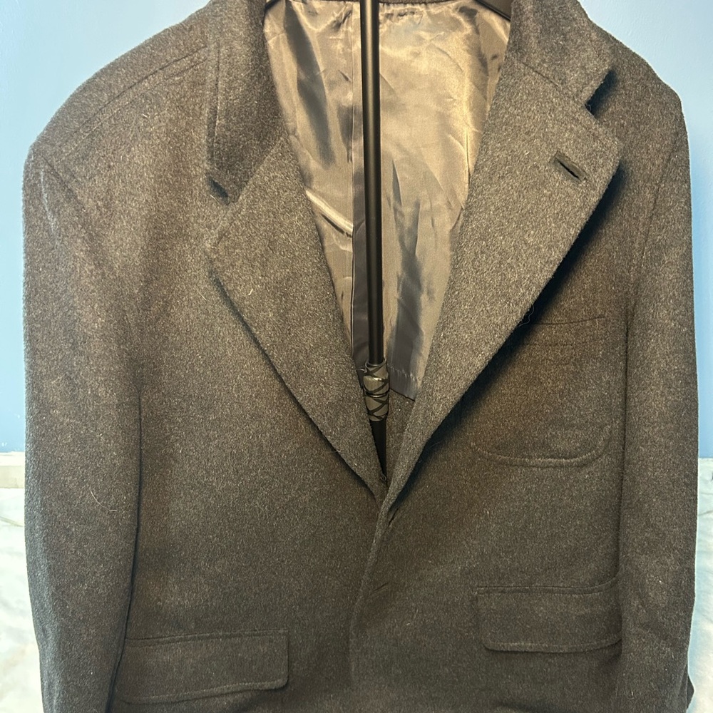 T.‎ Harris London Mens Charcoal Gray Wool Blend Two Button Blazer Sport Coat